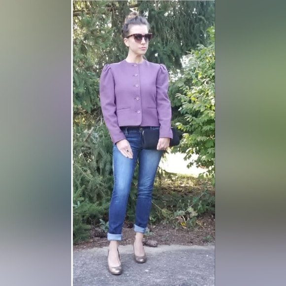 Jack Winter Jackets & Blazers - Beautiful Jack Winter purple Blazer Vintage Jacket Size Small 6 vtg Wool blend